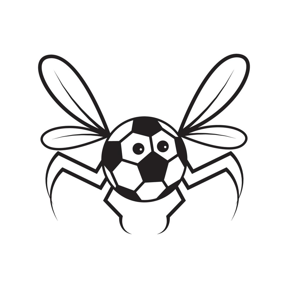 insect vlieg met bal voetbal logo symbool pictogram vector grafisch ontwerp illustratie idee creatief