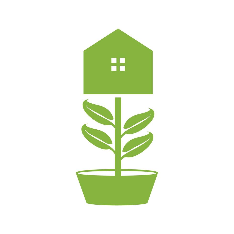 groene plant bloem huis of huis of onroerend goed logo ontwerp vector