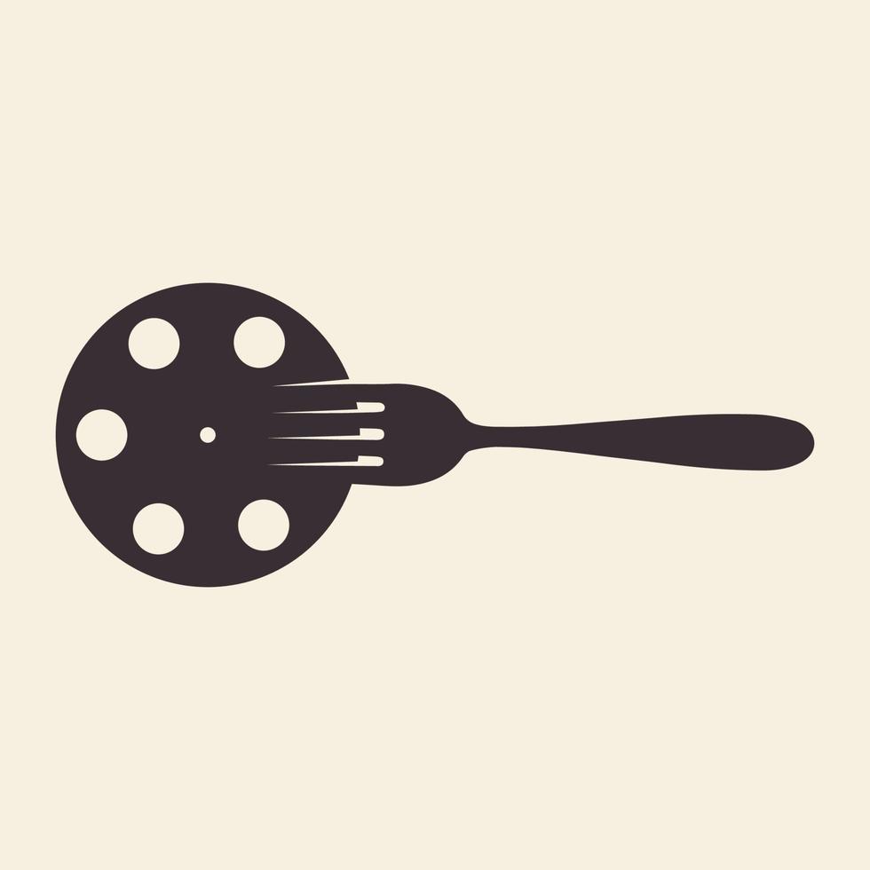 vork lepel eten film restaurant logo symbool pictogram vector grafisch ontwerp