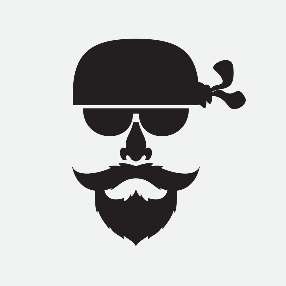 cool man oud gezicht met bandana silhouet logo vector