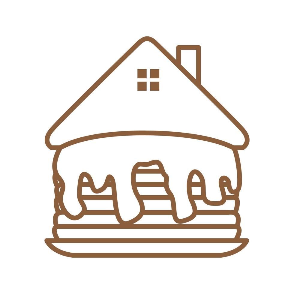 lijnen voedsel cake chocolaatjes met huis logo ontwerp vector pictogram symbool illustratie