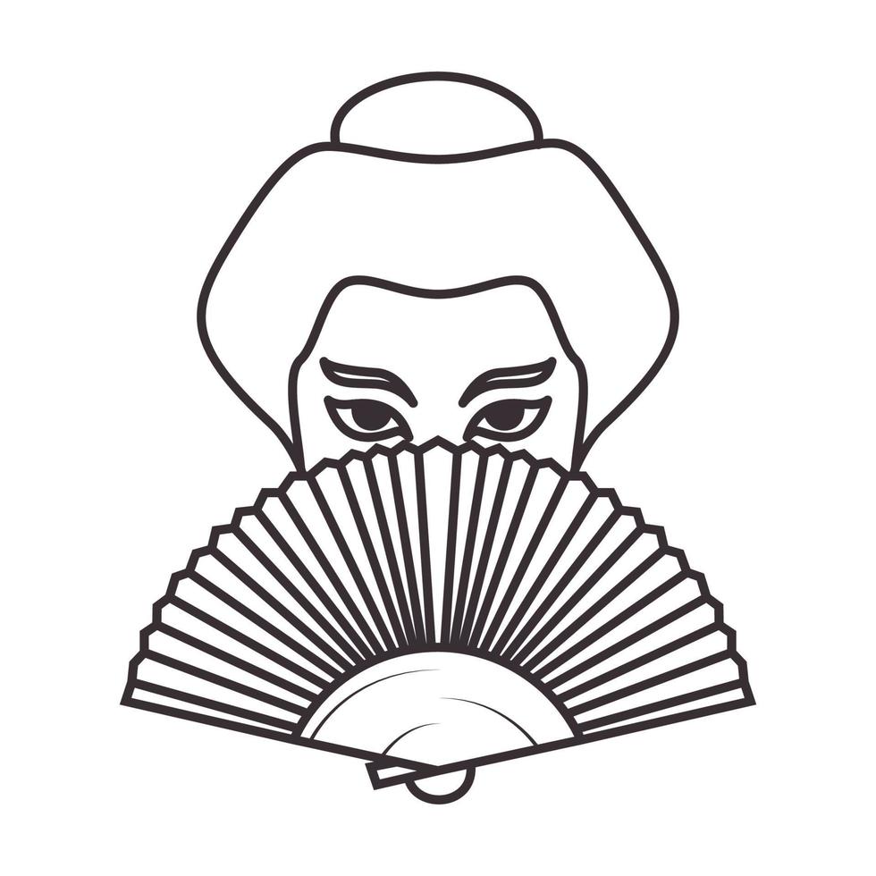 lijnen geisha vrouwen japan logo symbool vector pictogram illustratie ontwerp