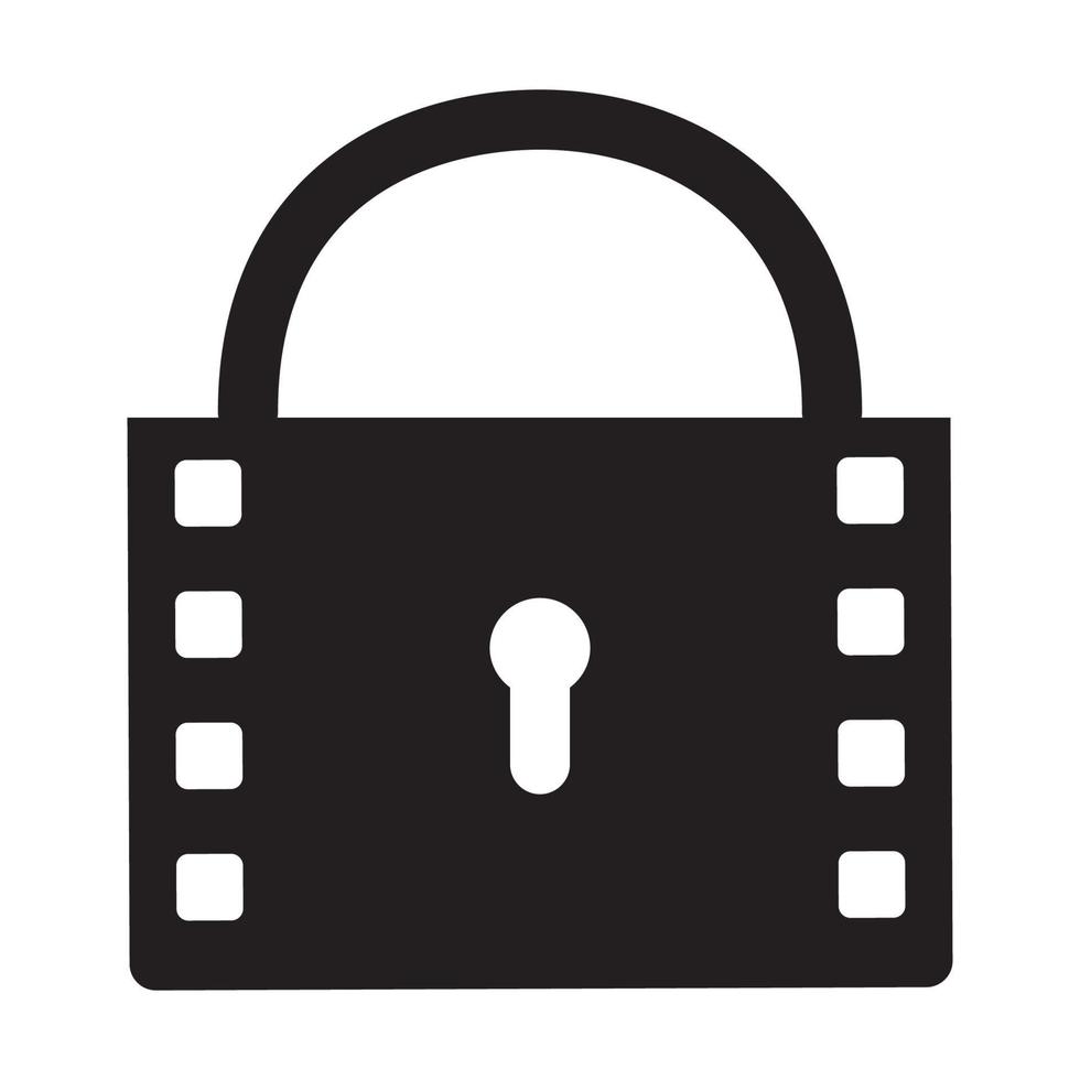 hangslot met film logo vector symbool pictogram illustratie ontwerp