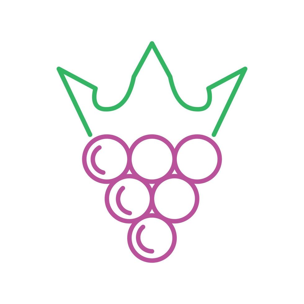 druiven lijnen met kroon logo ontwerp vector pictogram symbool illustratie