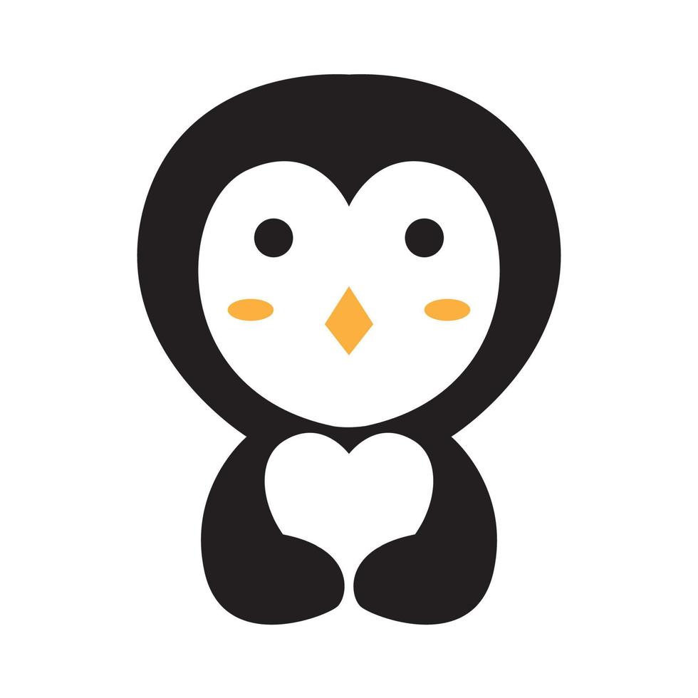 dierlijke schattige kleine pinguïn met liefde vorm logo vector symbool pictogram illustratie ontwerp