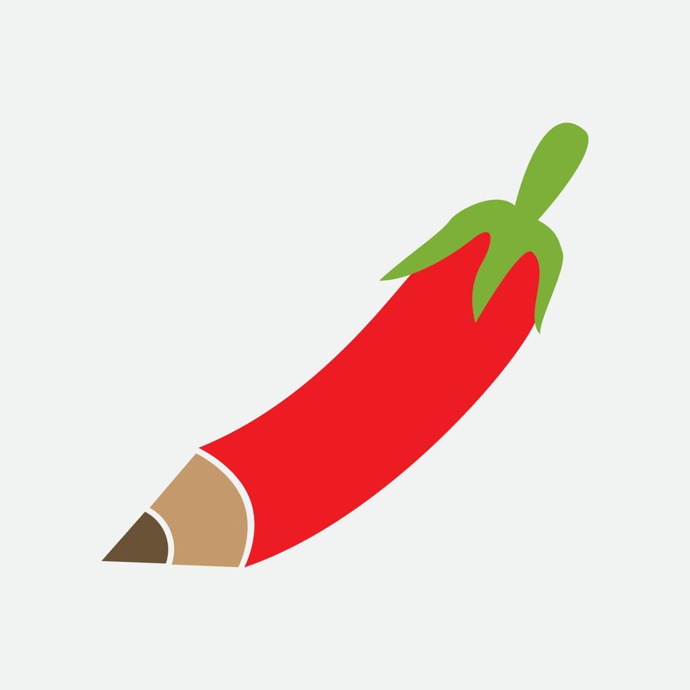 potlood en hete chili voor groenten met logo-ontwerp vector