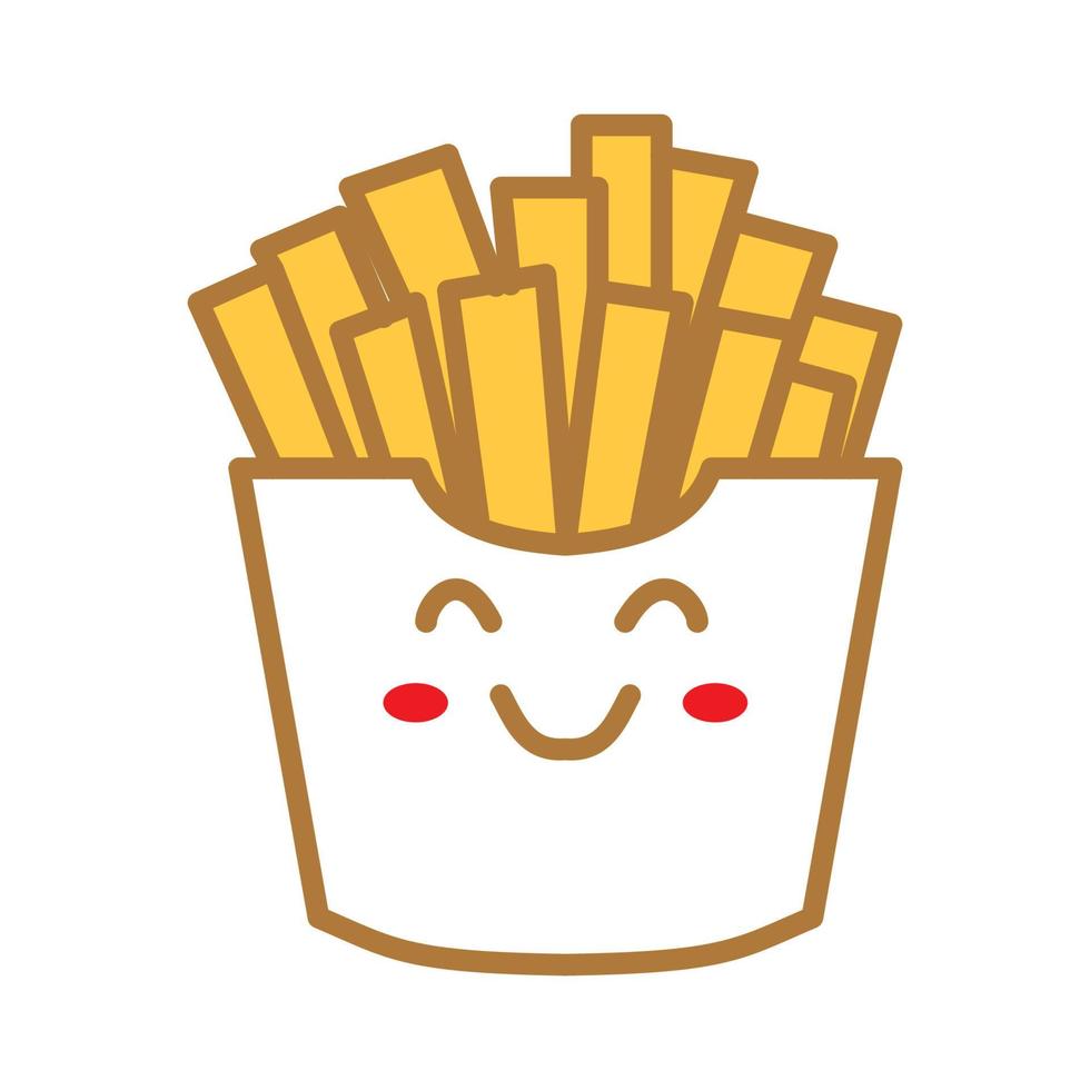 cartoon frietjes schattige glimlach voor fast food drank en restaurant logo-ontwerp vector