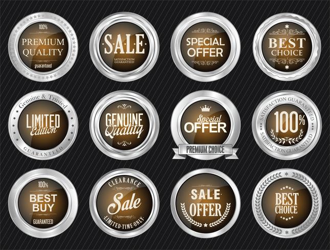 Luxe premium gouden insignes en labels vector