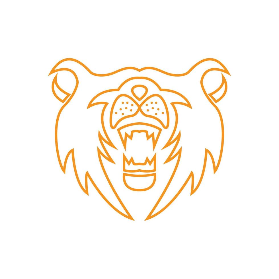 dier tijger hoofd gezicht brullen lijn logo ontwerp minimalistisch vector