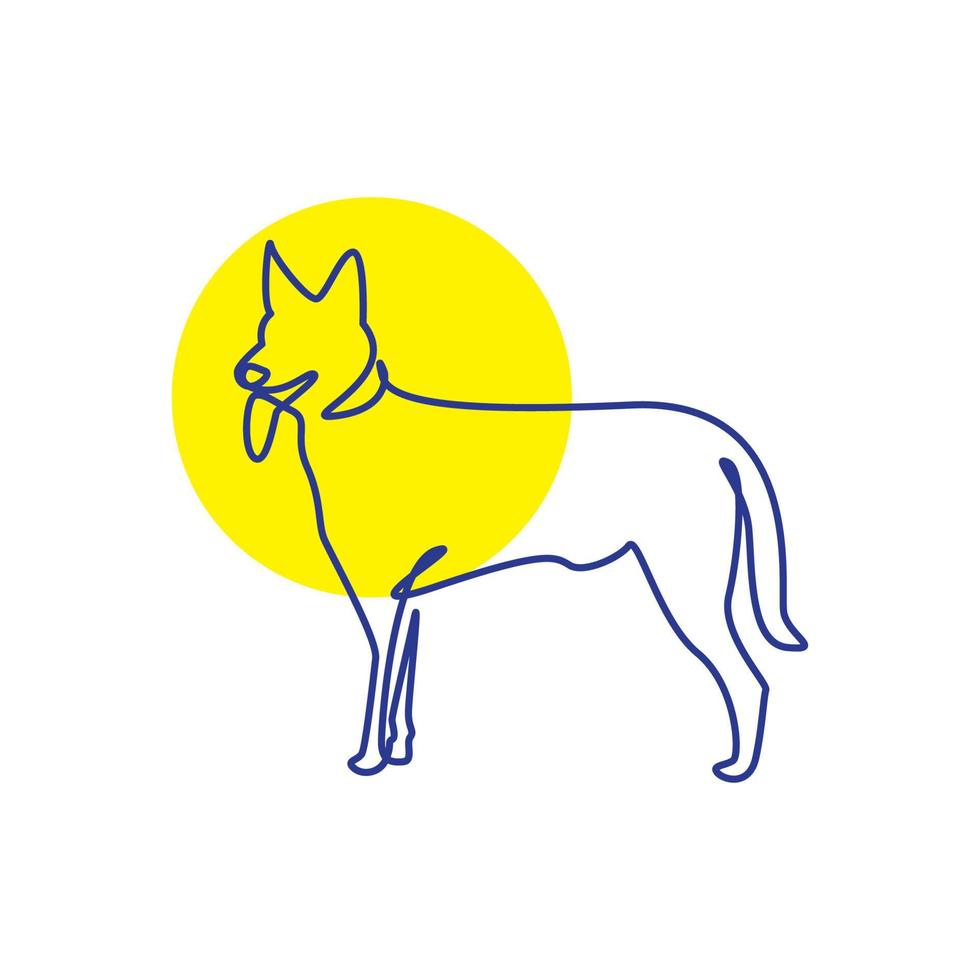 lijnen kunst dier hond met zon logo ontwerp vector pictogram symbool illustratie