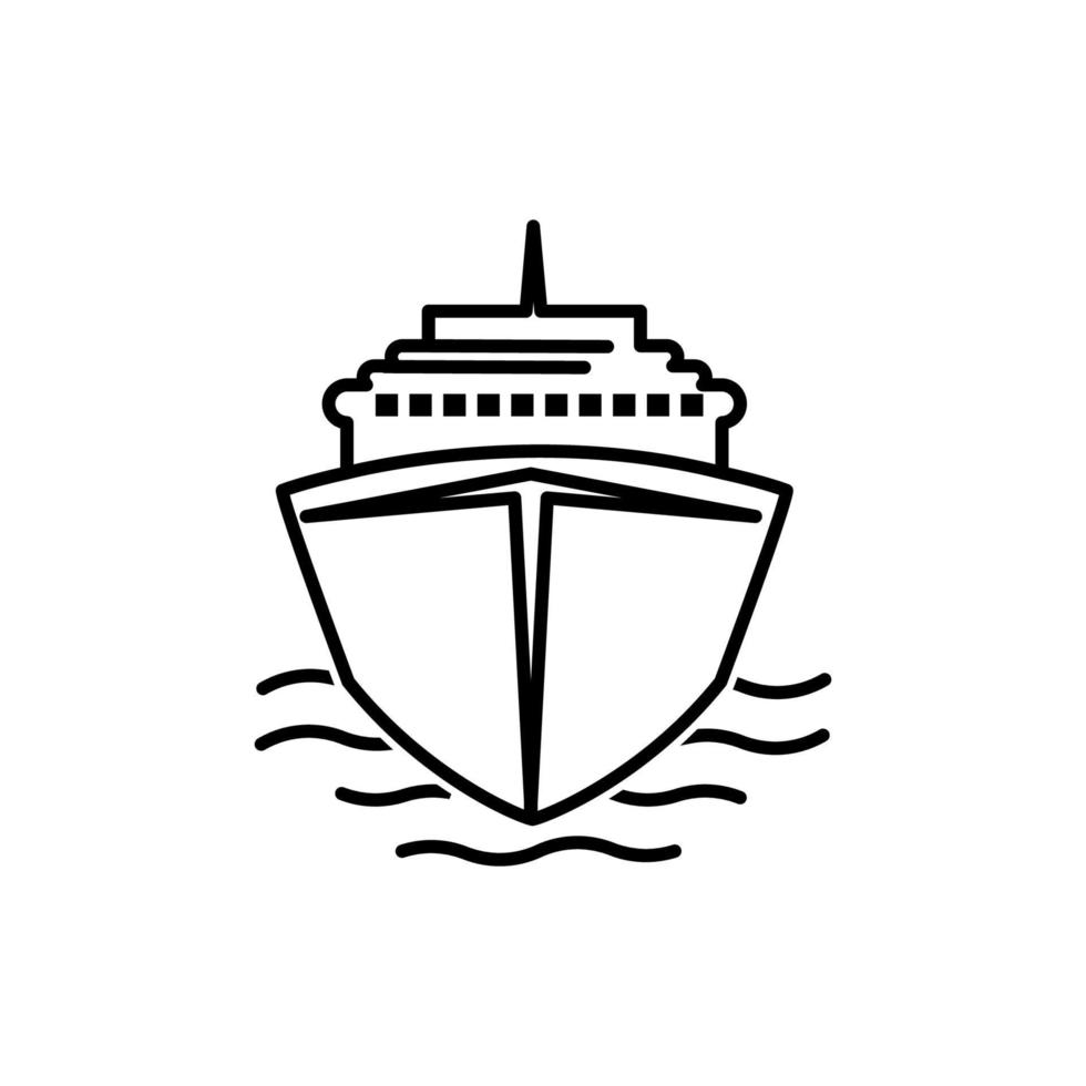 schip of vaartuig of boot of voertuig frontlinie logo-ontwerp vector