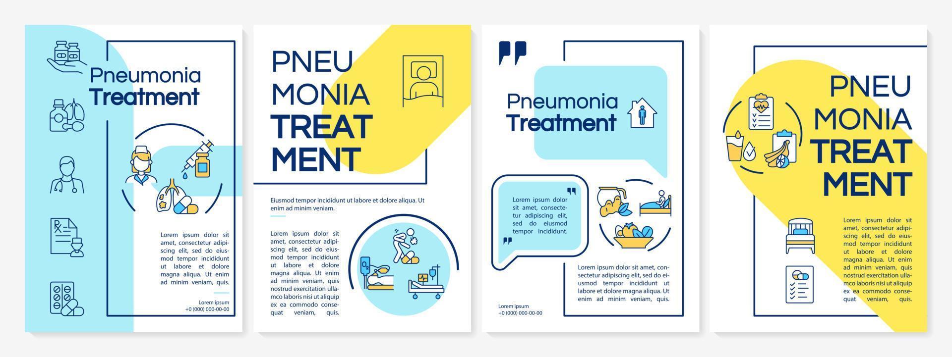 longontsteking genezen brochure sjabloon. antibiotica, medicijnen voorschrijven. flyer, boekje, folder afdrukken, omslagontwerp met lineaire pictogrammen. vectorlay-outs voor presentatie, jaarverslagen, advertentiepagina's vector