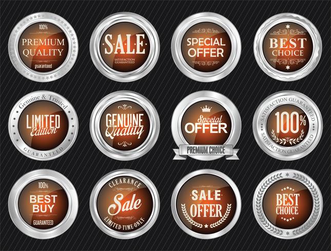 Luxe premium gouden insignes en labels vector