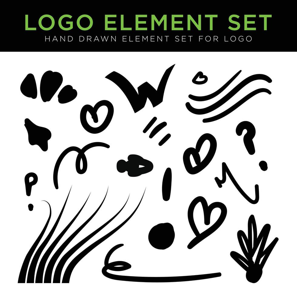 handgetekende logo-element in zwarte kleur vector