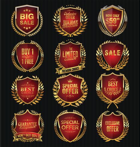 Luxe premium gouden insignes en labels vector