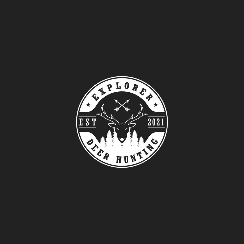 zwart en wit herten jacht logo sjabloon vector