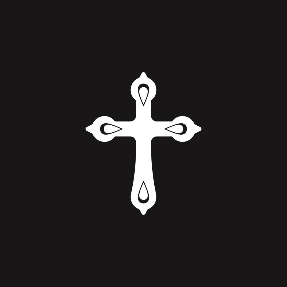tribal christelijk kruis pictogram, tatoeage, zwart wit, eenvoudig vector