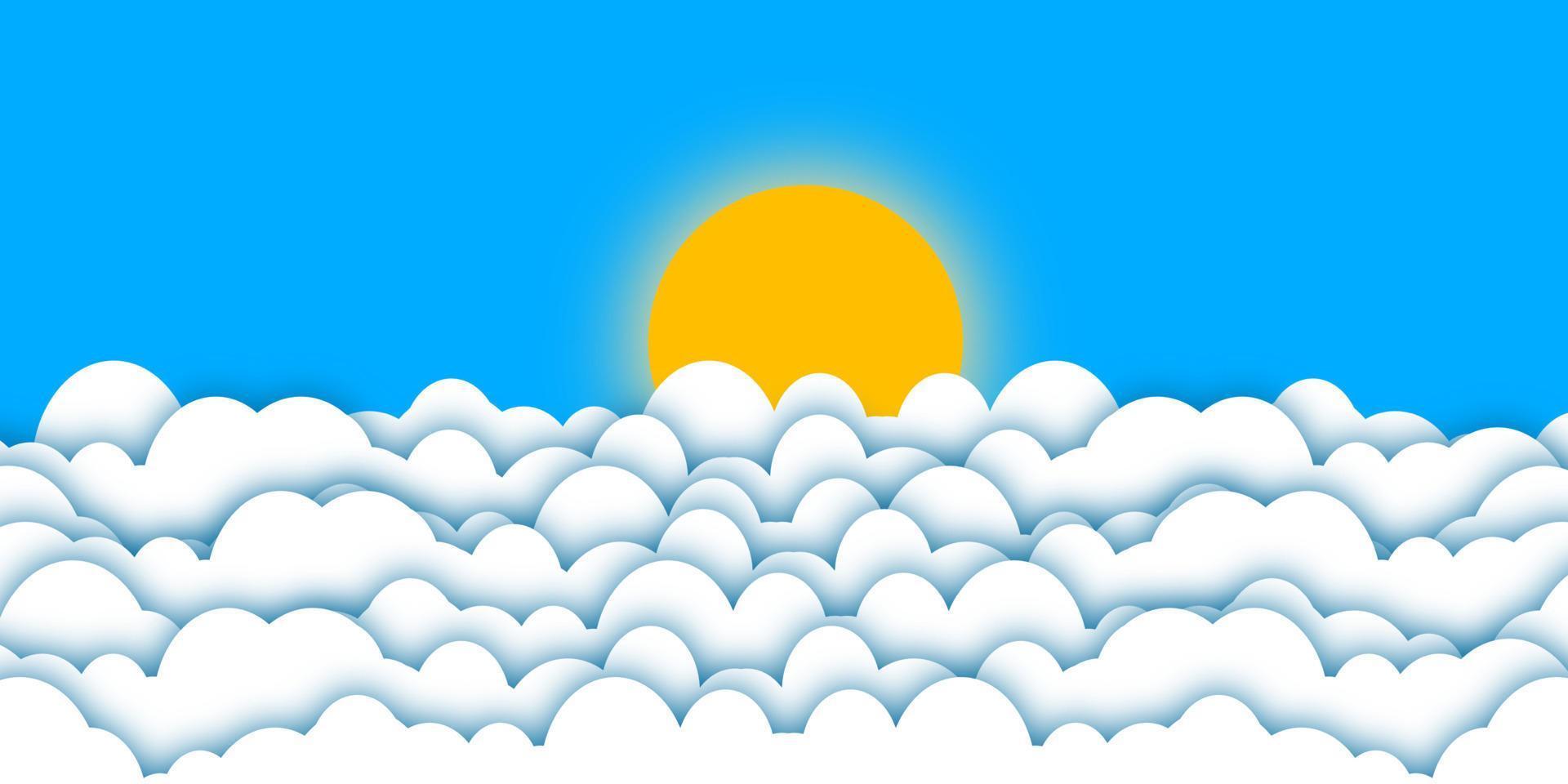 hemelachtergrond met platte wolken en zon vector