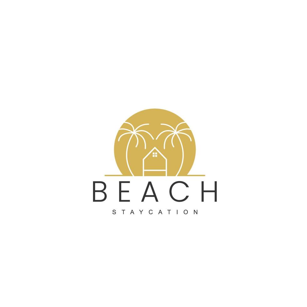 strand logo staycation eenvoudige lijn moderne luxe vector