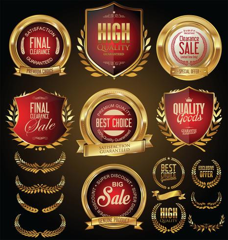 Luxe premium gouden insignes en labels vector