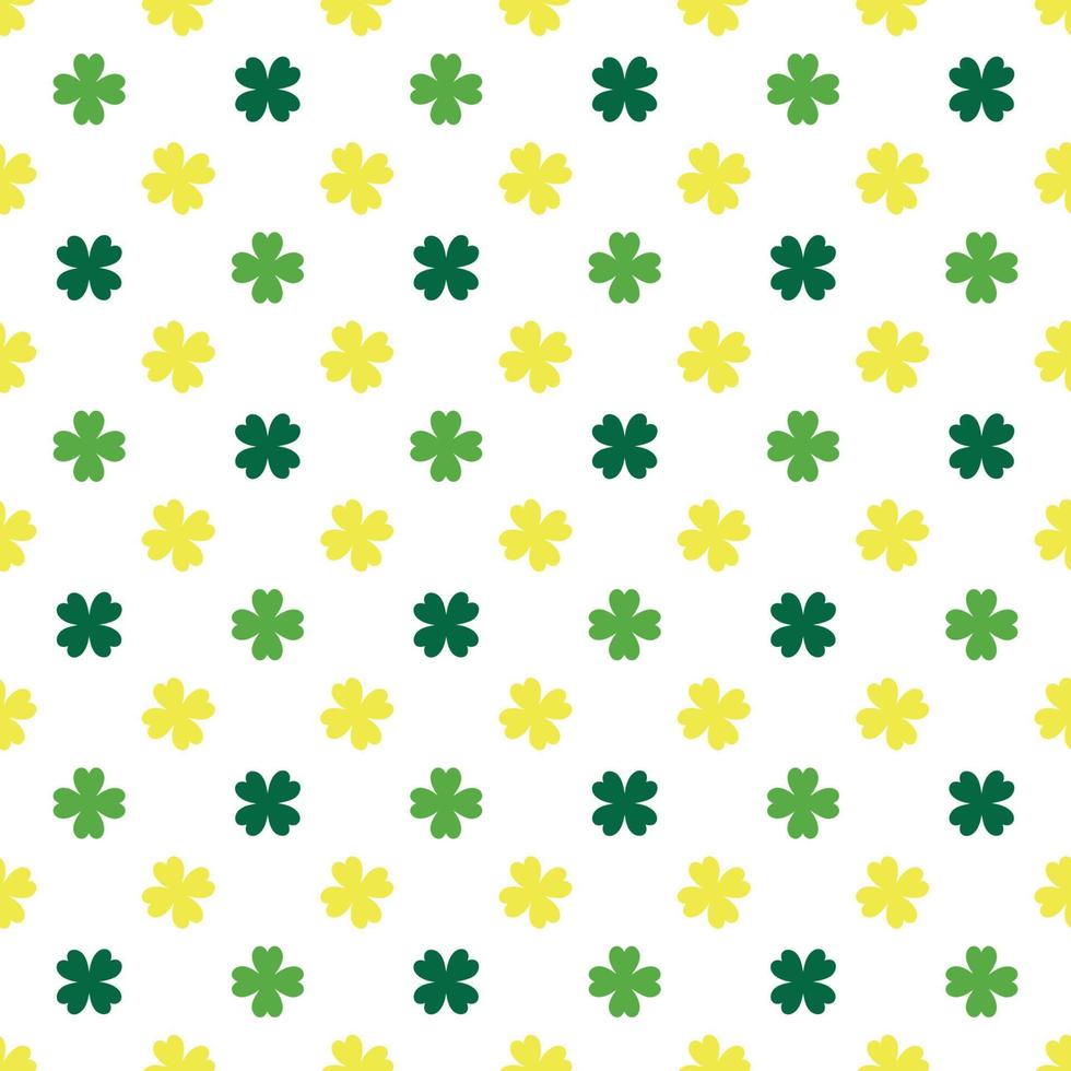 Saint patrick's day eenvoudig naadloos patroon met klavertje vier op witte achtergrond vector