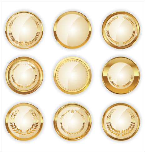 Luxe premium gouden insignes en labels vector