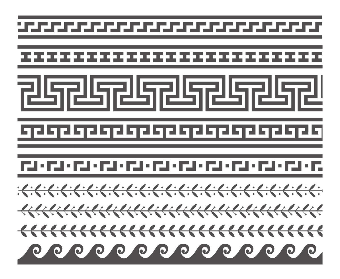 Griekse stijl naadloze frames. geometrische grensreeks. vector ornament patroon. mediterrane decorelementen.