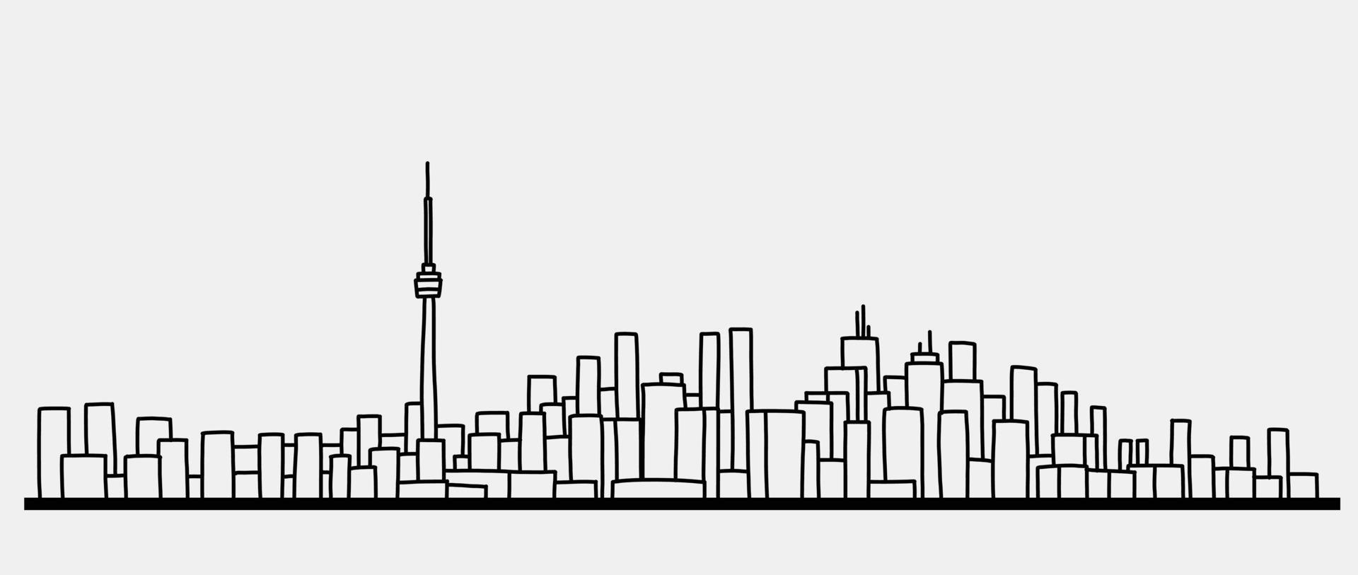 moderne stadsgezicht skyline overzicht doodle tekening op witte achtergrond. vector