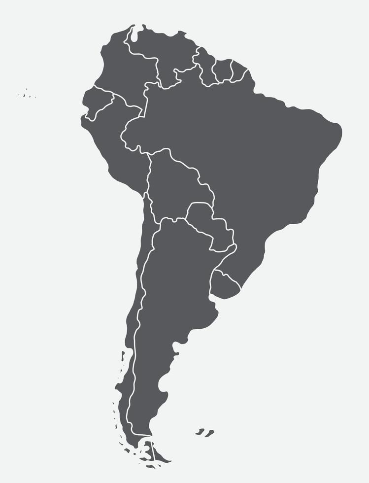 doodle tekening uit de vrije hand van de kaart van Zuid-Amerika. vector