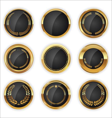 Luxe premium gouden insignes en labels vector