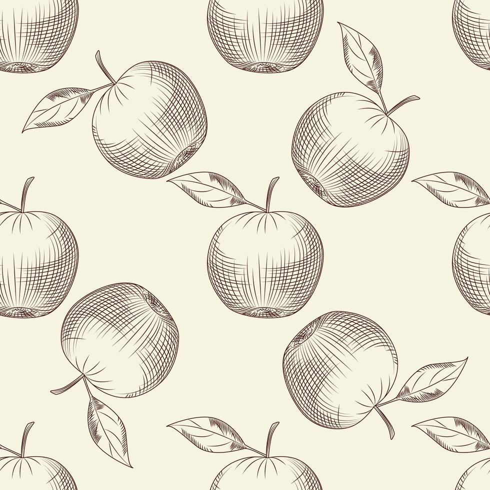 hand getekende appels naadloze patroon. appel fruit behang. vector