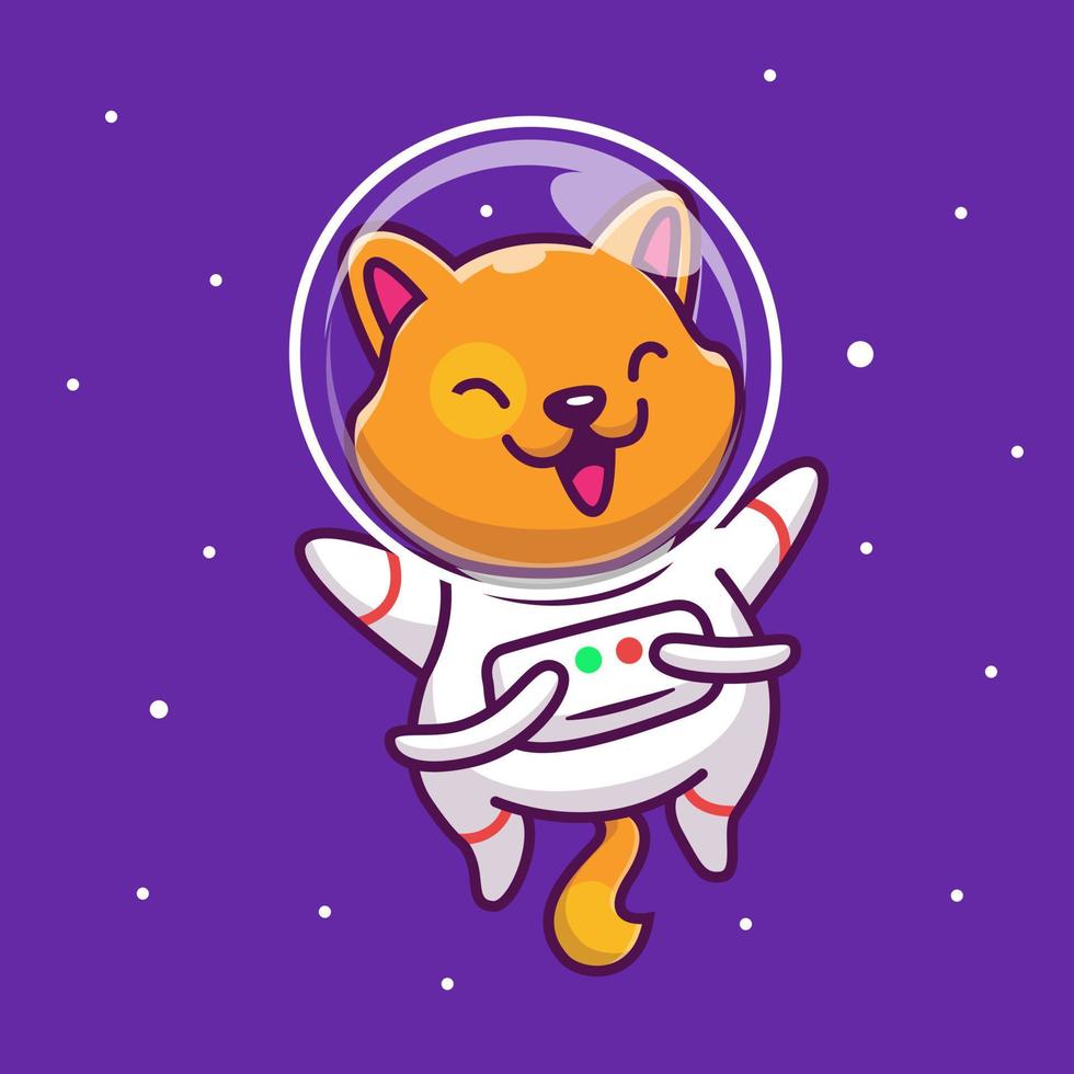 schattige kat astronaut zwevend in de ruimte cartoon vector pictogram illustratie. dierlijke technologie pictogram concept geïsoleerde premium vector. platte cartoonstijl.