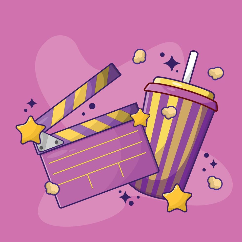 Filmklapper met cola. bioscoop film illustratie vector