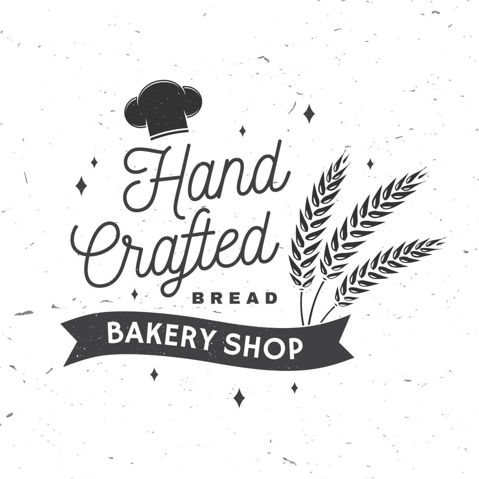 bakkerij. vector. concept voor badge, shirt, label, stempel of tee. typografieontwerp met chef-kokhoed, tekst, silhouet van tarweoren. sjabloon voor restaurantidentiteitsobjecten, verpakkingen en menu vector