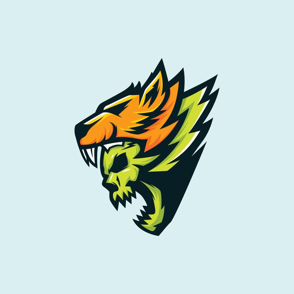 sport logo gaming. demon of boze leeuw of tijger beste logo sjabloon vector