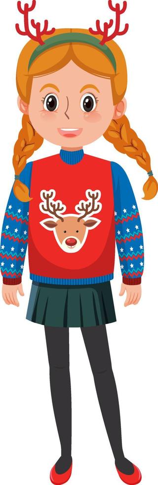 een meisje dat winterkerstoutfits draagt vector