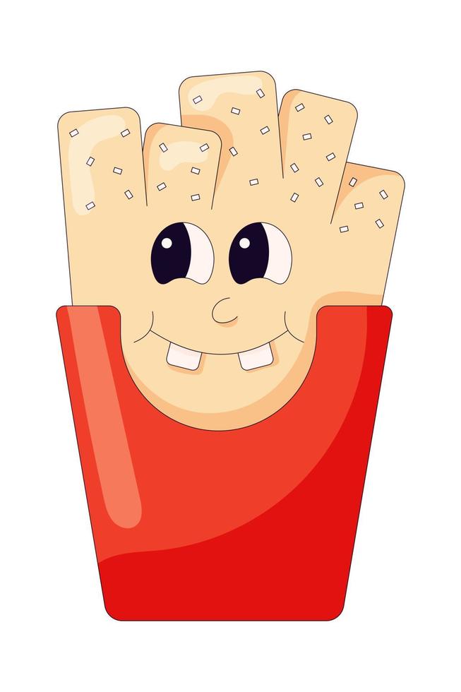 komische frietjes in trendy retro cartoonstijl grappige frietjes stripfiguur. vector