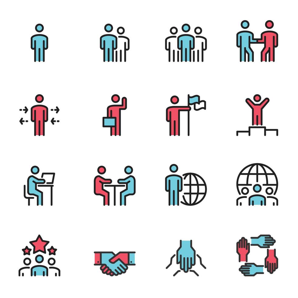collectie set mensen pictogrammen werkgroep team vector, vergadering, teamwork, zakelijke werkplek vector