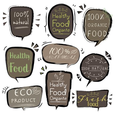 Set van banner ECO-product, natuurlijk, veganistisch, biologisch, vers, gezond voedsel. Vector illustratie.