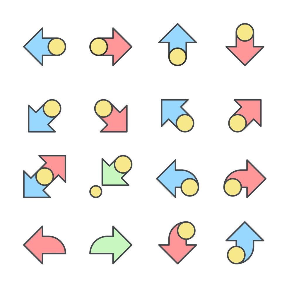 pijlen pictogrammen kleur lijn set cursor moderne eenvoudige pijlen vector illustratie
