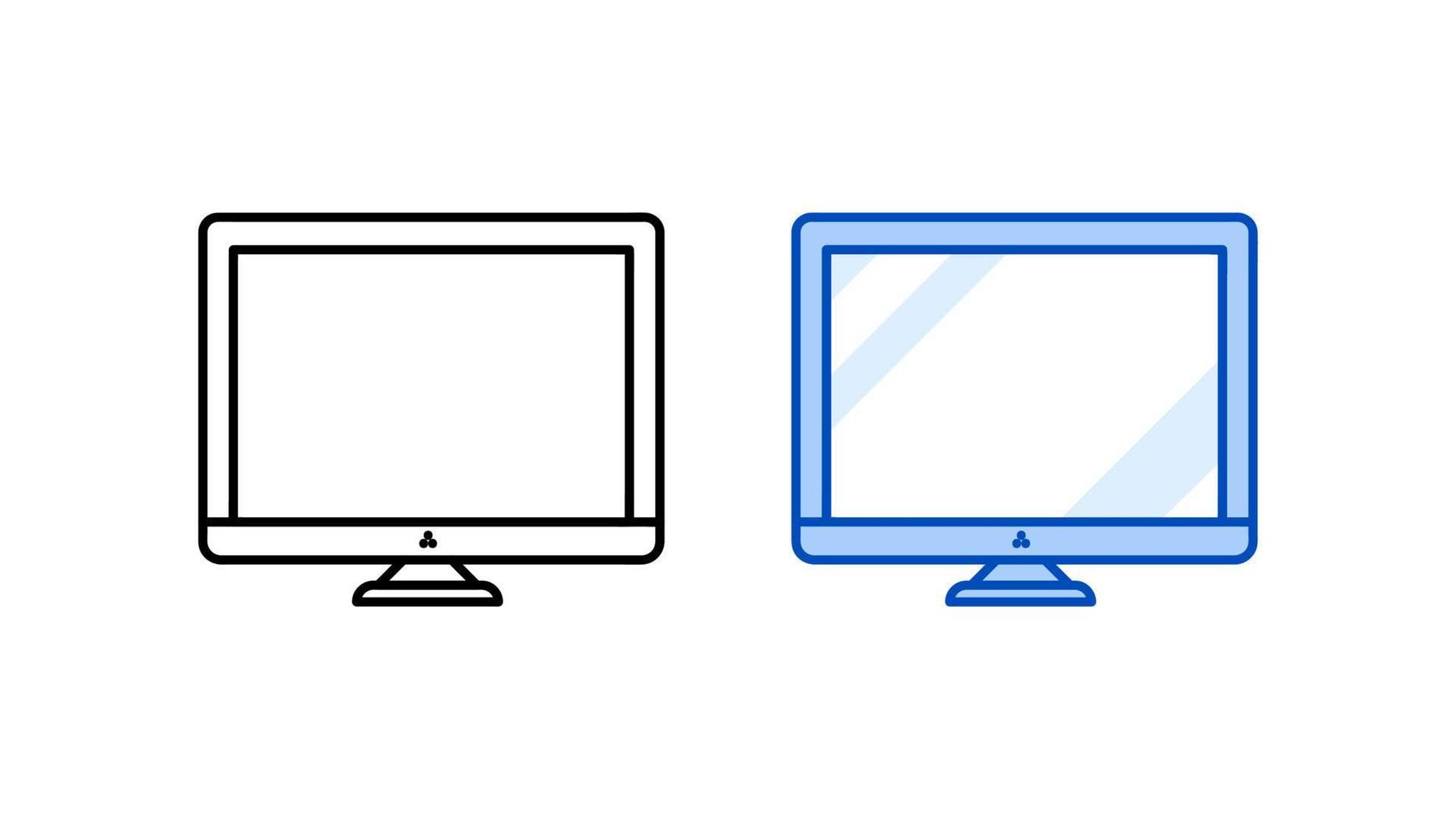 desktopcomputer pictogramserie. moderne eenvoudige computer collectie lineaire icon set klaar als sjabloon. download een eenvoudige, kleurrijke en lineaire computervector. witte achtergrond. vector