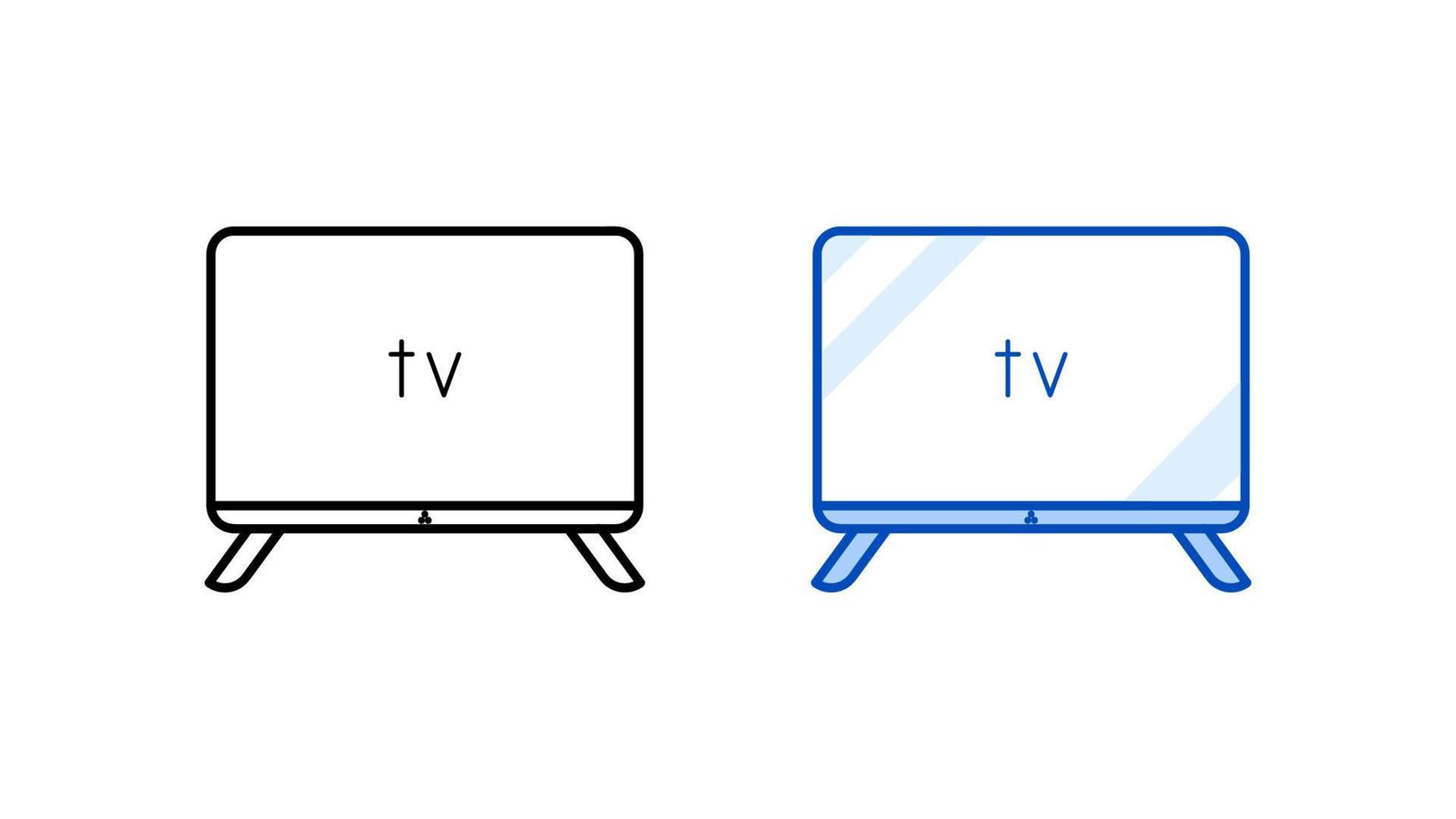 moderne televisie pictogramserie. lineair en gekleurd icoon uit moderne eenvoudige flatscreen-collectie. klaar als sjabloon. download eenvoudige lineaire slimme monitorvector. witte achtergrond. vector