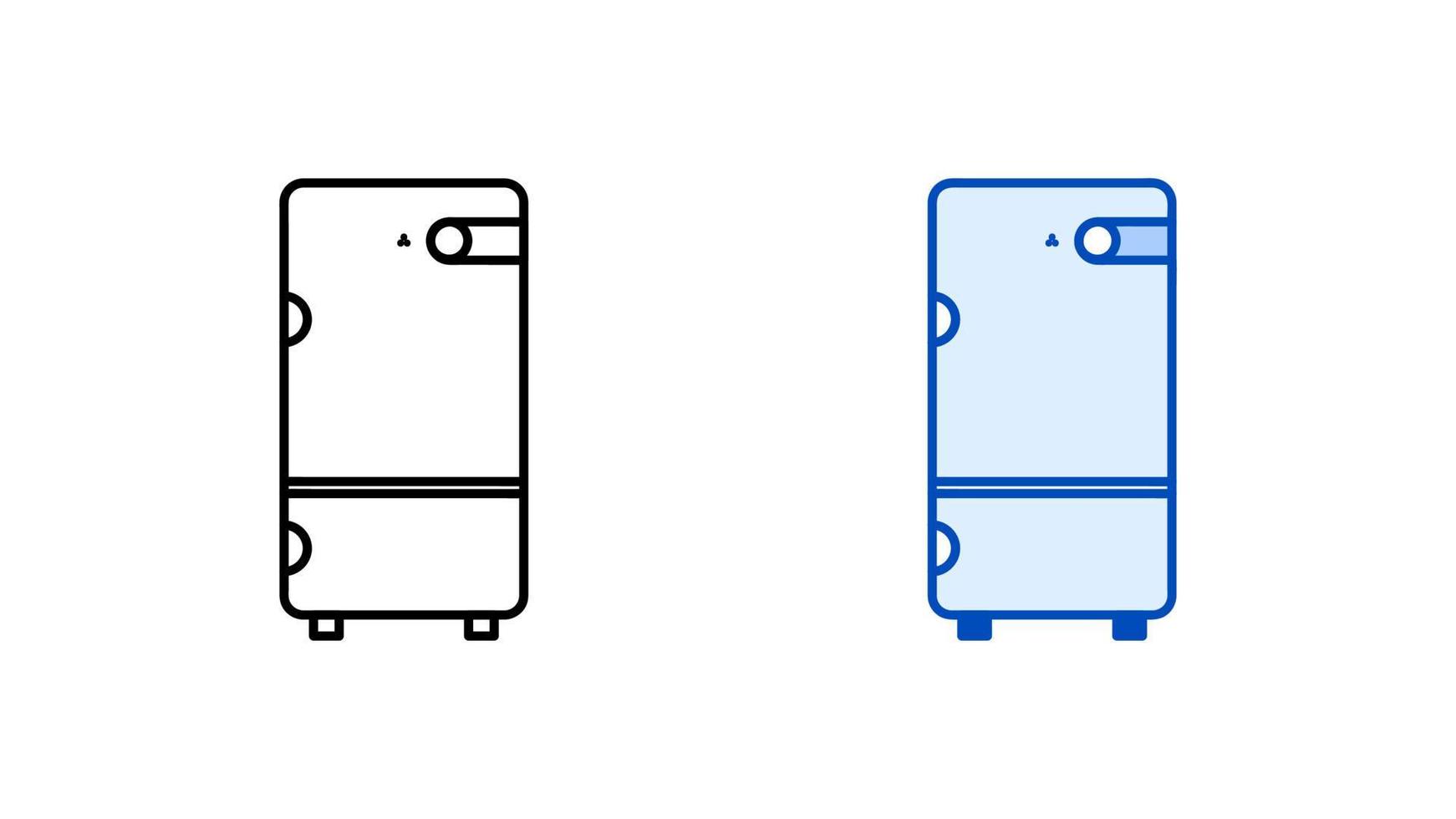 moderne koelkast pictogramserie. lineair en gekleurd icoon uit moderne eenvoudige huishoudelijke apparaten keukencollectie. klaar als sjabloon. download vector eenvoudige lineaire elektronische vriezer. witte achtergrond