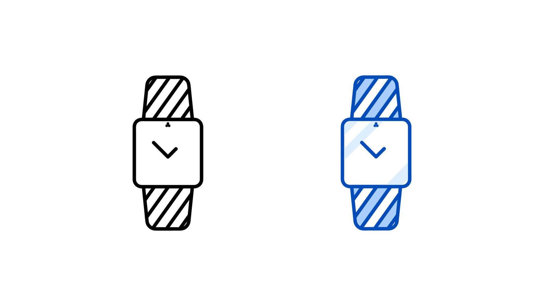 moderne slimme horloge pictogramserie. moderne eenvoudige vierkante displayklok. lineaire en gekleurde pictogram klaar sjabloon. download eenvoudige lineaire slimme apparaat touchscreen vector. witte achtergrond. vector
