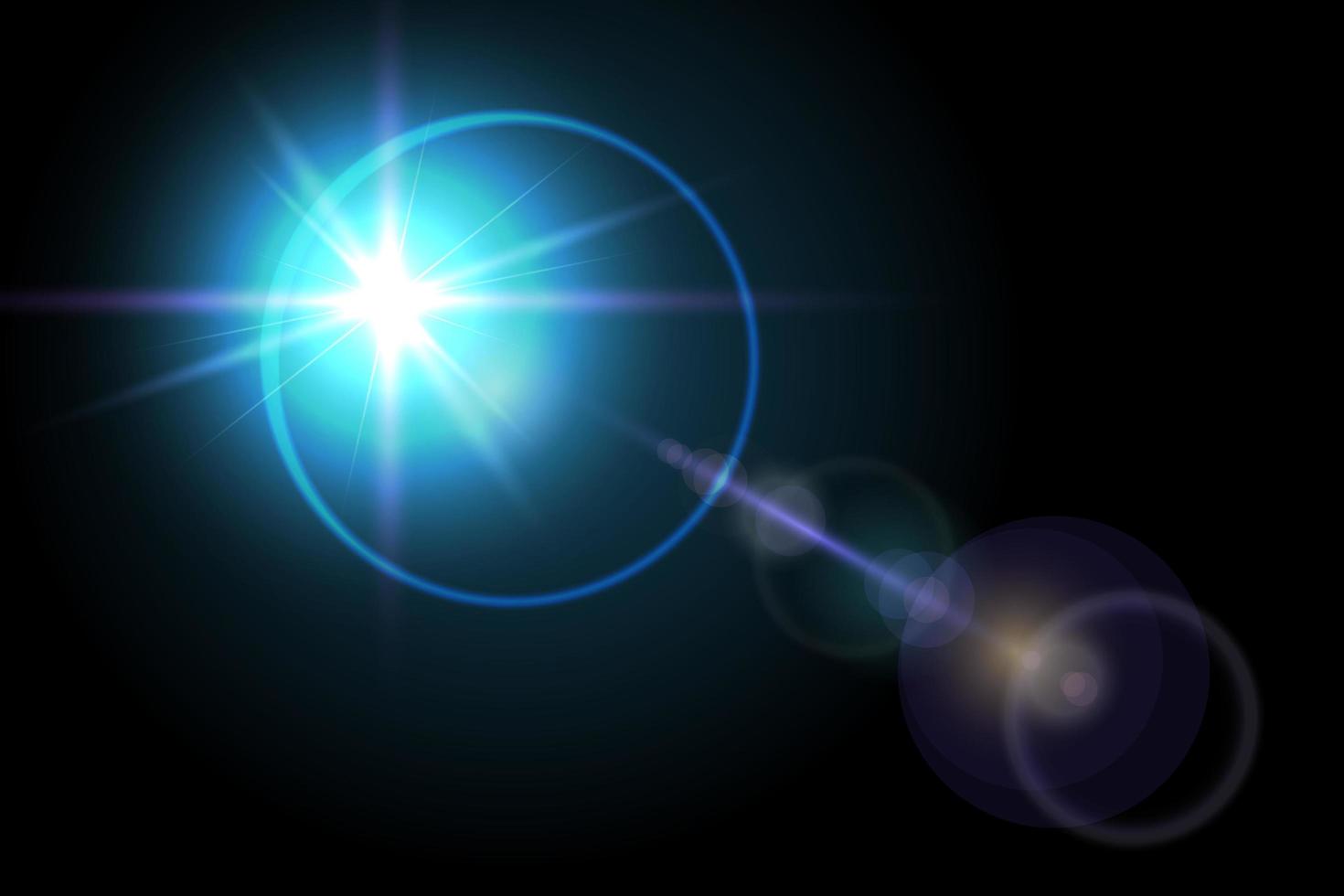 lens flare geïsoleerd op zwarte achtergrond vector