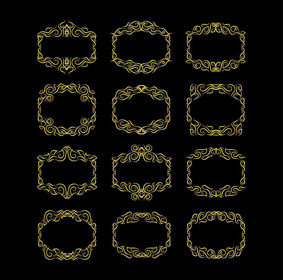 gouden randen elementen instellen collectie, ornament vector. kader vector