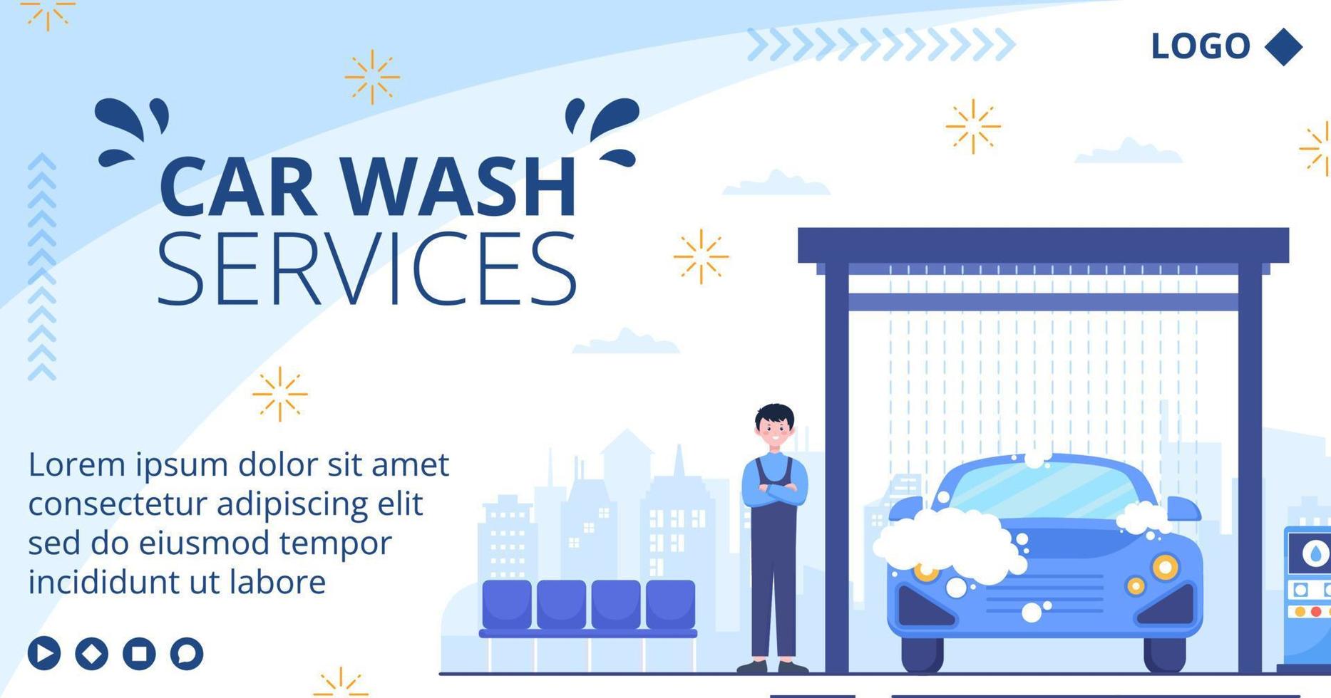 car wash service post sjabloon platte ontwerp illustratie bewerkbaar van vierkante achtergrond geschikt voor sociale media of web internet advertenties vector