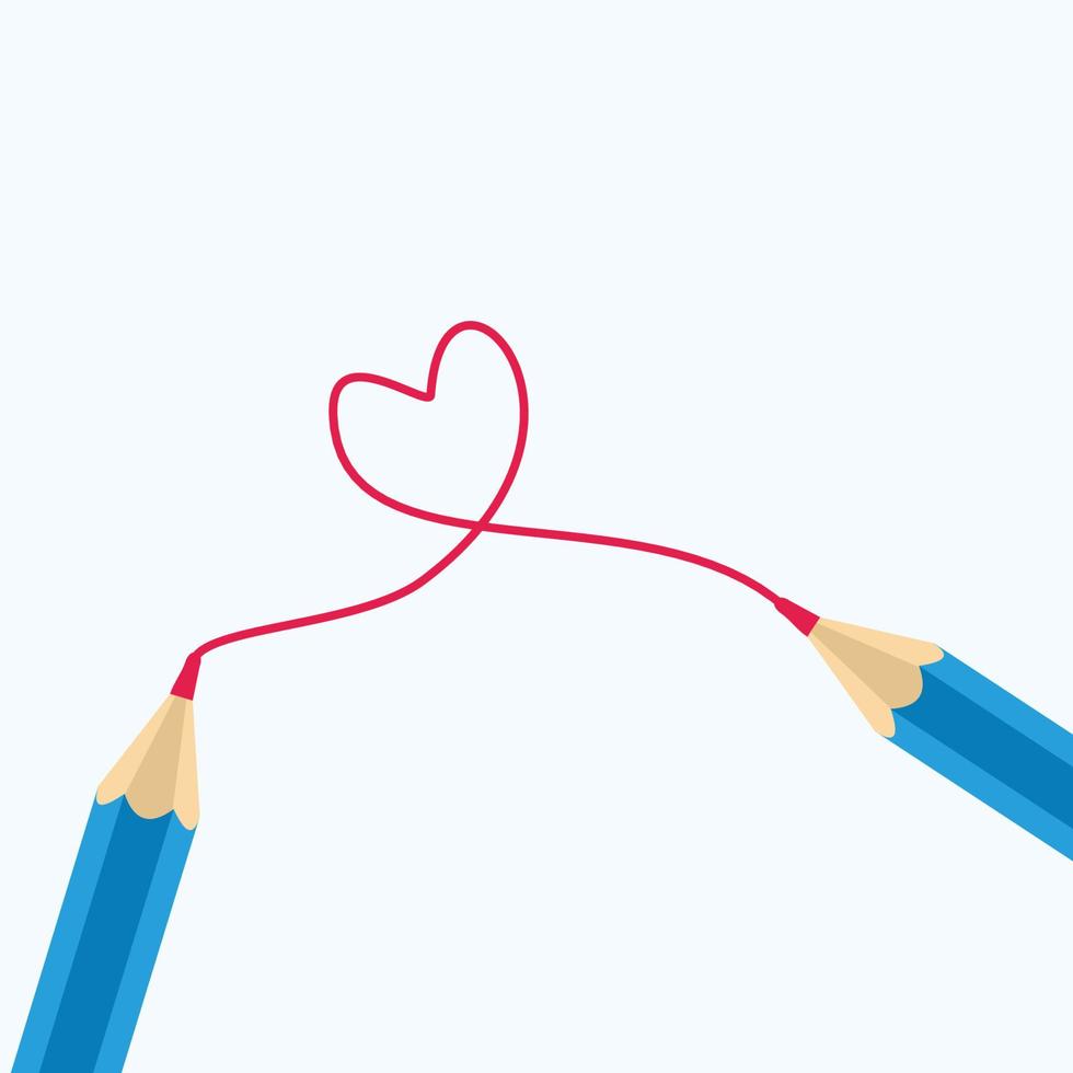 illustratie liefde van twee potloden vector