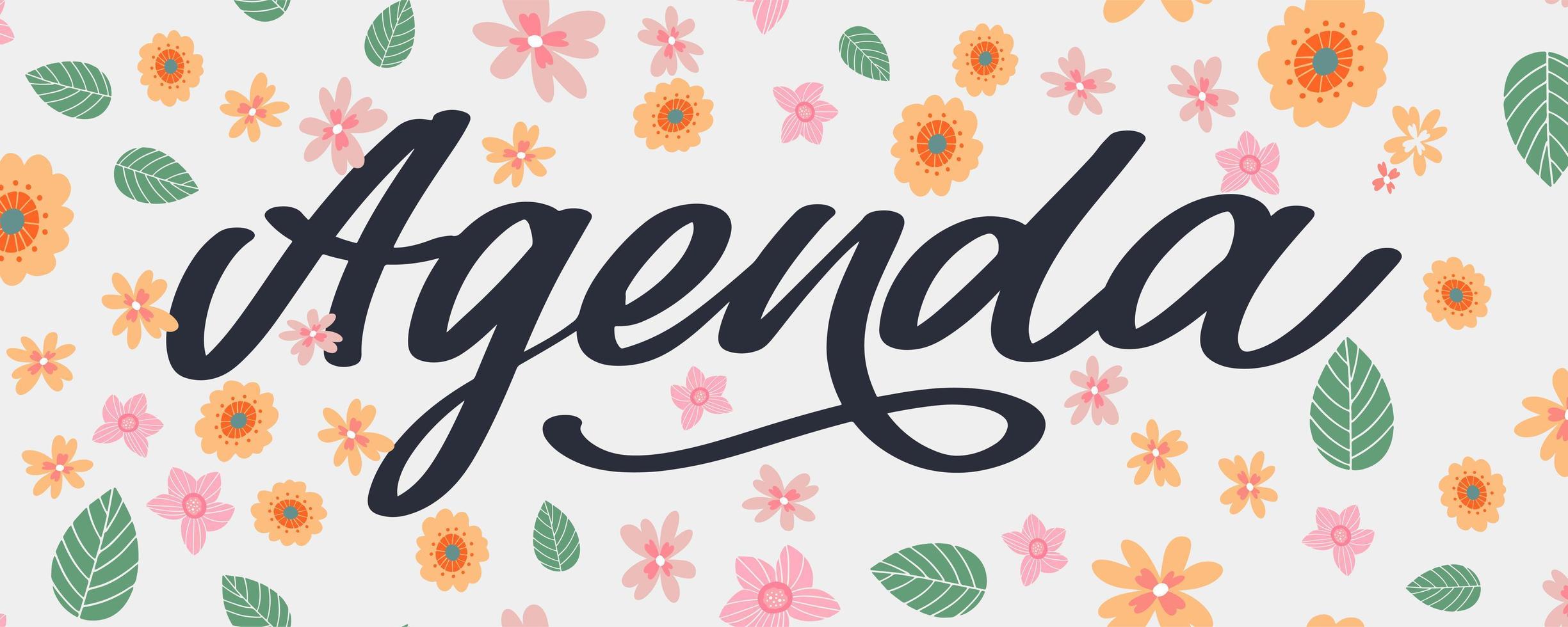 vectorillustratie van agenda tekst voor logo, label, dekking, spandoek, tijdschrift, poster, decoratie, briefkaart. agenda kalligrafie achtergrond. agenda belettering. eps 10. vector