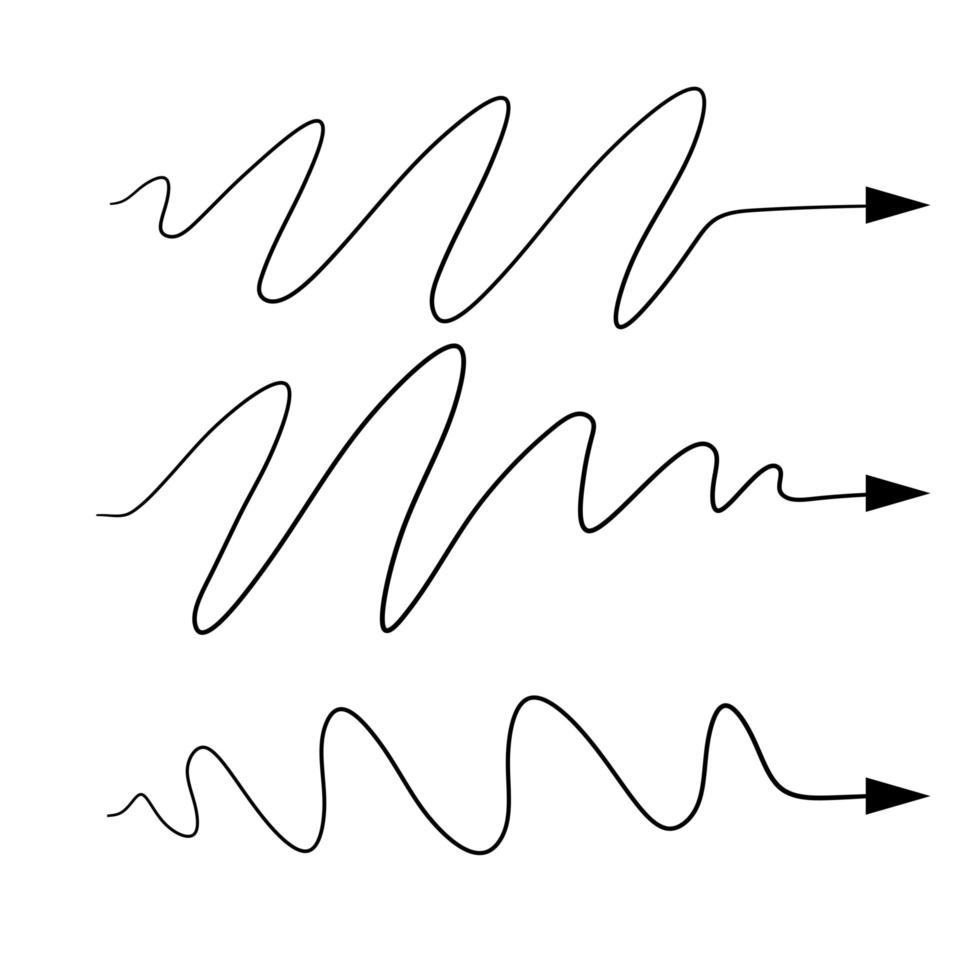 golvende lijn. set gebogen en bochtige pijlen vector